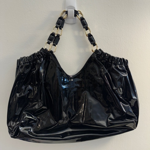 New- Anine Bing Kate Bag in High-Shine Black - Picture 8 of 11